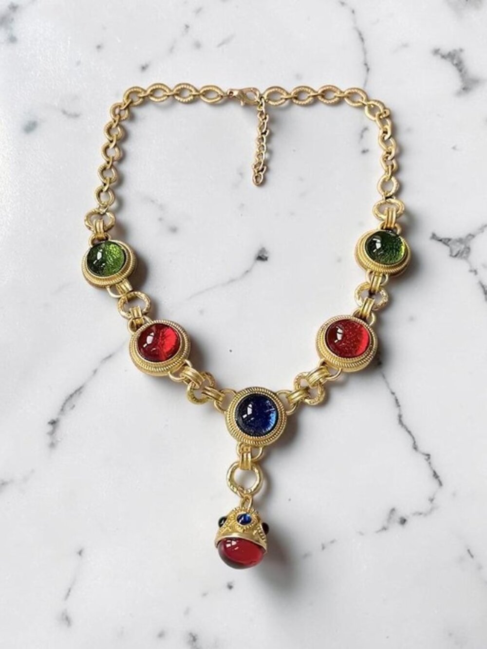 Gold Layered Necklace Set 18K Plated Crystal Multi Chain Pendant NEW